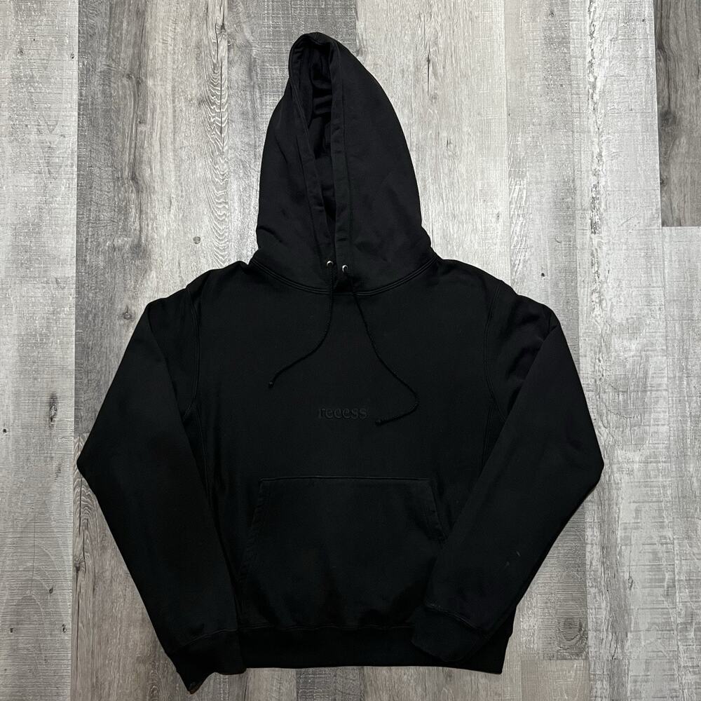 Recess Studios Black Heavyweight Cotton Pull Over Hoodie Unisex Sz Medium